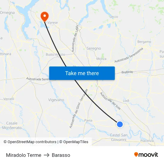 Miradolo Terme to Barasso map