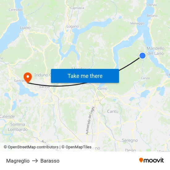 Magreglio to Barasso map