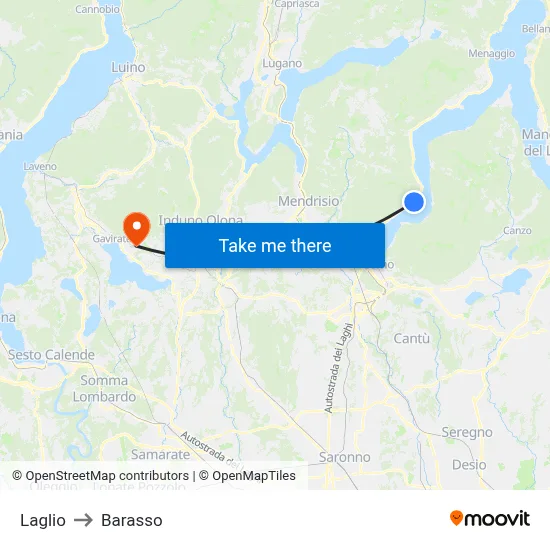 Laglio to Barasso map
