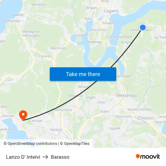 Lanzo d'Intelvi to Barasso map