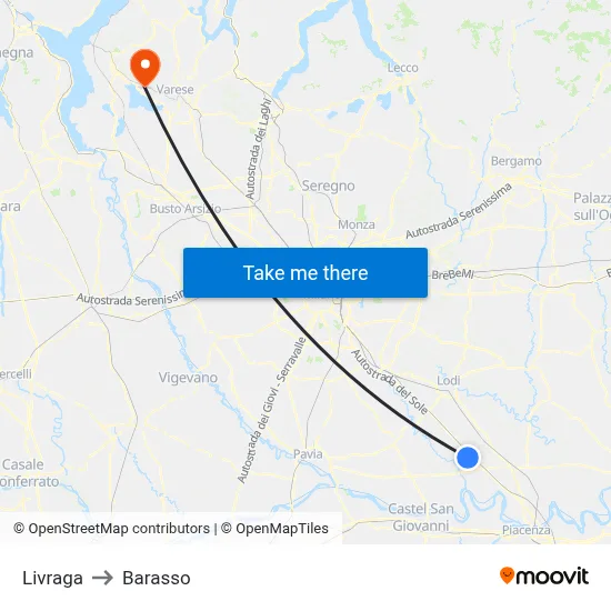 Livraga to Barasso map