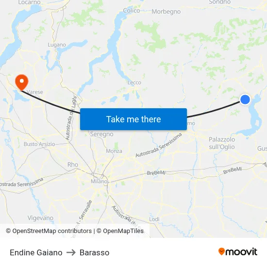 Endine Gaiano to Barasso map