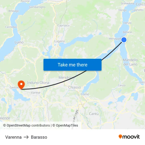 Varenna to Barasso map