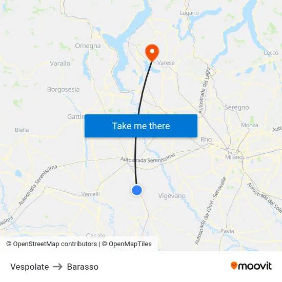 Vespolate to Barasso map