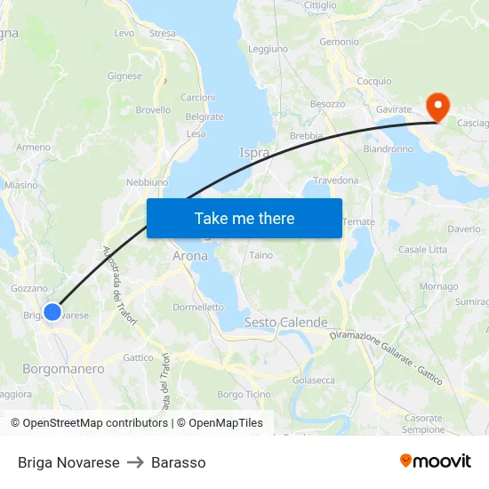 Briga Novarese to Barasso map
