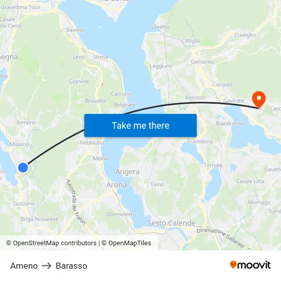 Ameno to Barasso map
