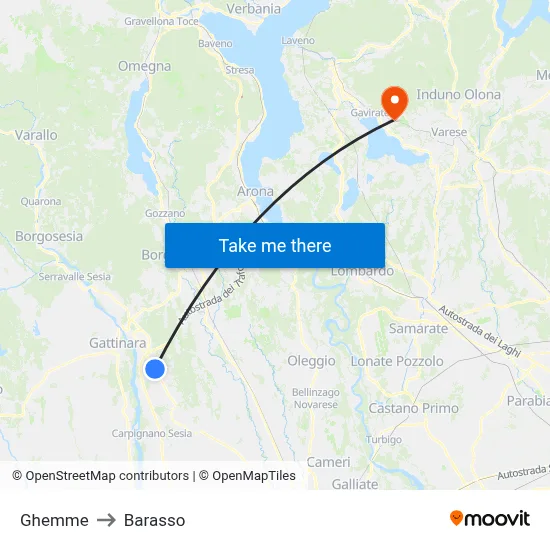 Ghemme to Barasso map