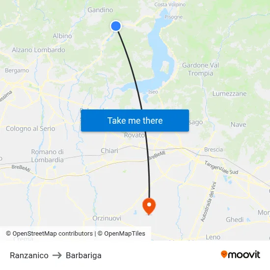 Ranzanico to Barbariga map