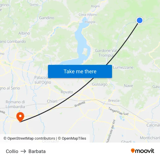 Collio to Barbata map