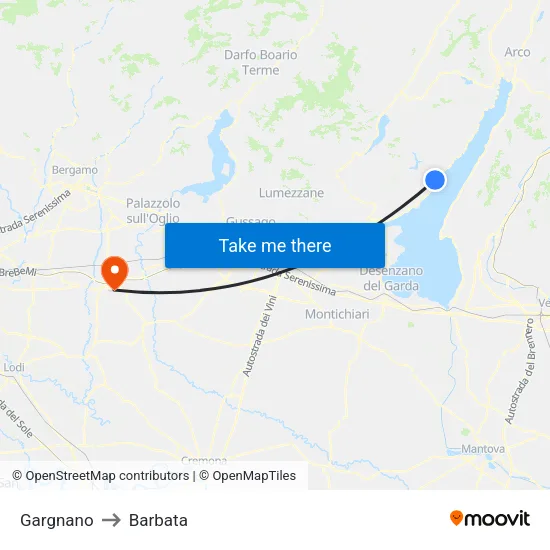 Gargnano to Barbata map