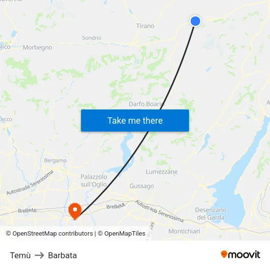 Temù to Barbata map
