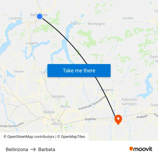 Bellinzona to Barbata map