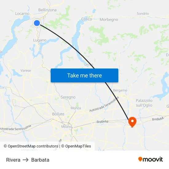 Rivera to Barbata map