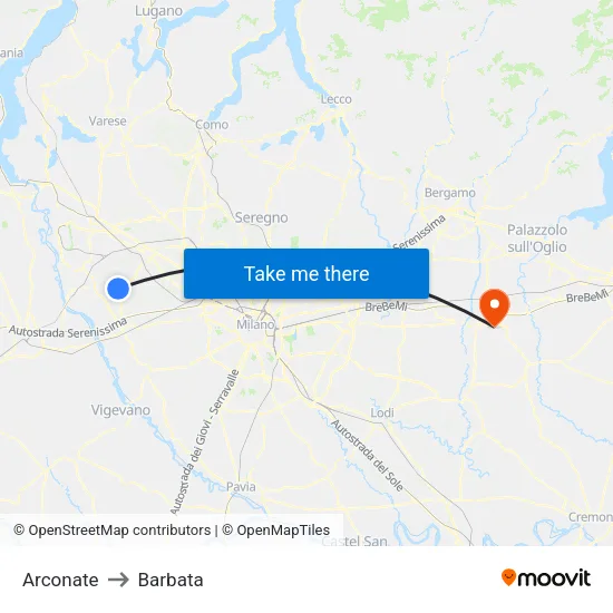 Arconate to Barbata map