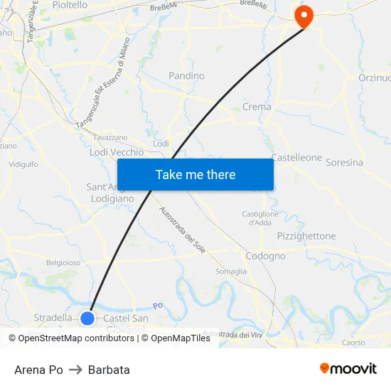 Arena Po to Barbata map