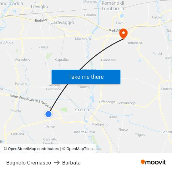 Bagnolo Cremasco to Barbata map