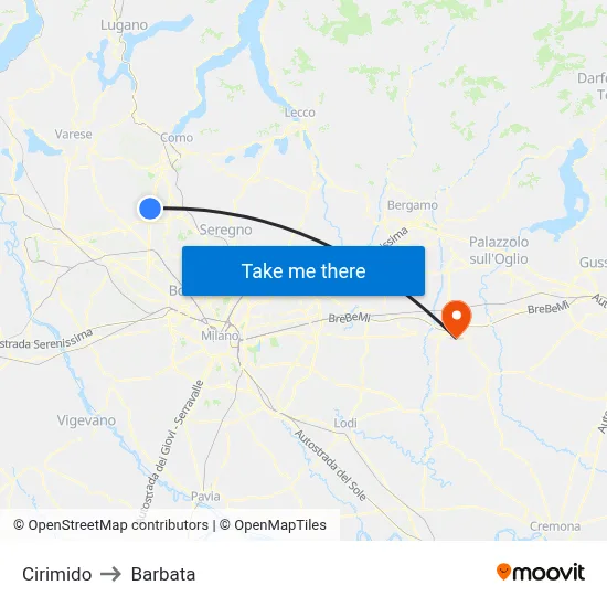 Cirimido to Barbata map