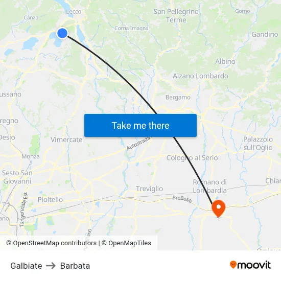 Galbiate to Barbata map