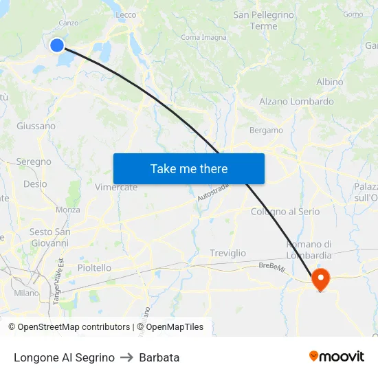 Longone Al Segrino to Barbata map