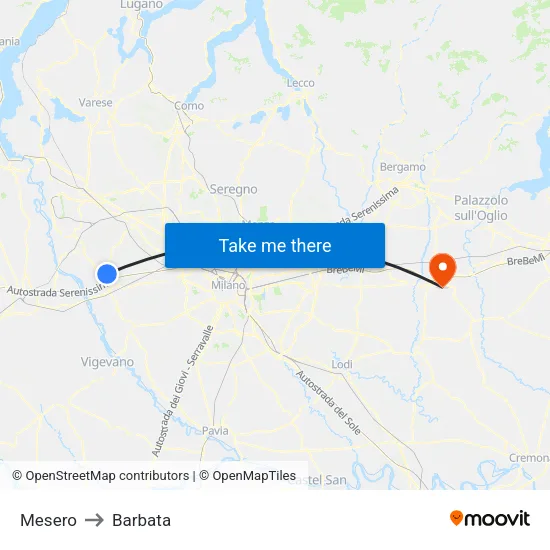 Mesero to Barbata map