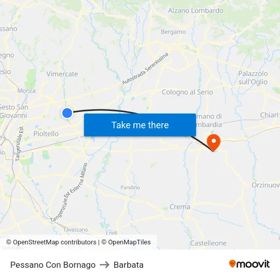 Pessano Con Bornago to Barbata map