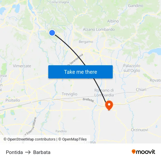 Pontida to Barbata map