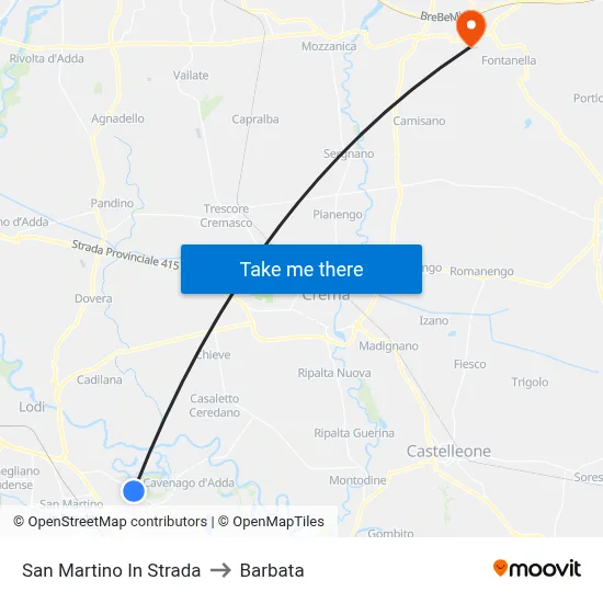 San Martino In Strada to Barbata map