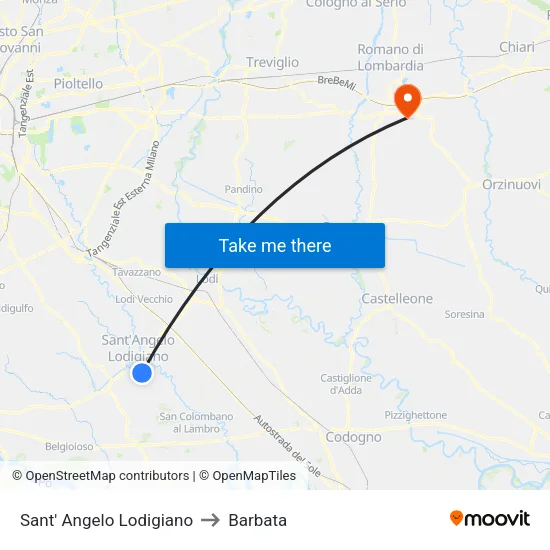Sant' Angelo Lodigiano to Barbata map