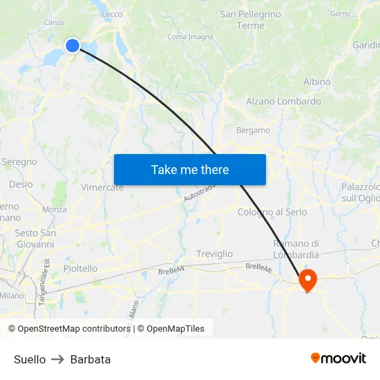 Suello to Barbata map