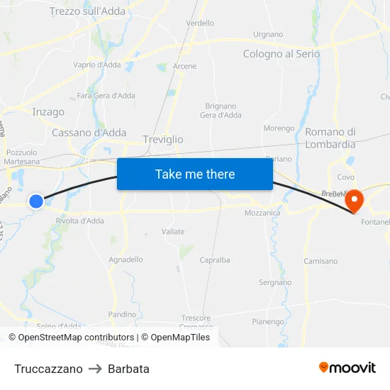 Truccazzano to Barbata map