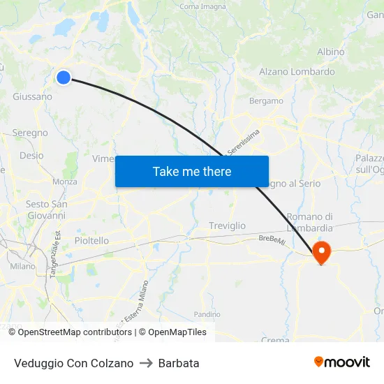 Veduggio Con Colzano to Barbata map