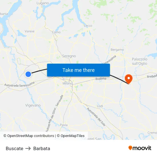 Buscate to Barbata map