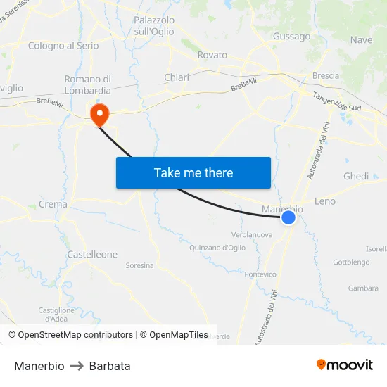 Manerbio to Barbata map