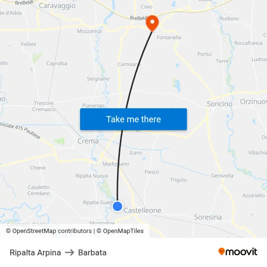 Ripalta Arpina to Barbata map