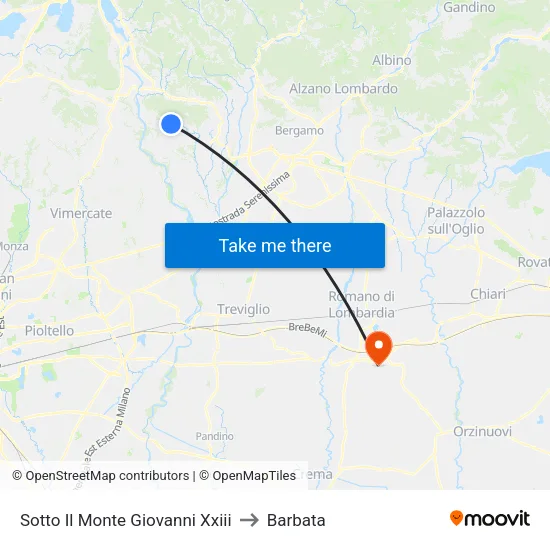 Sotto Il Monte Giovanni Xxiii to Barbata map