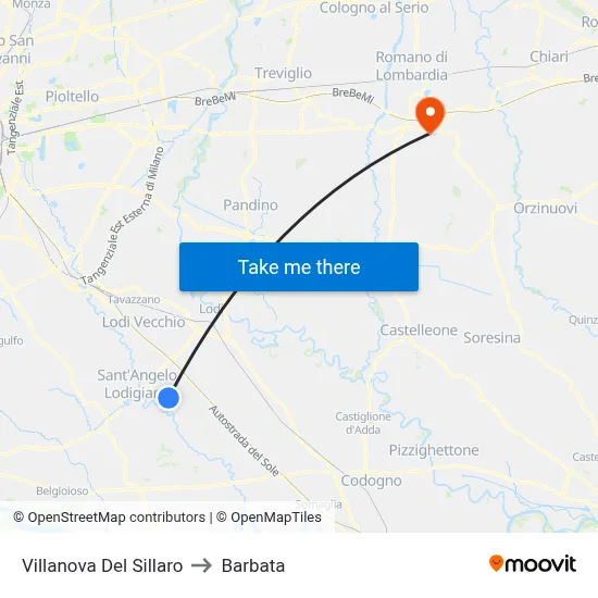 Villanova Del Sillaro to Barbata map