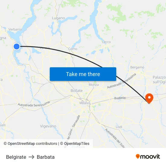 Belgirate to Barbata map