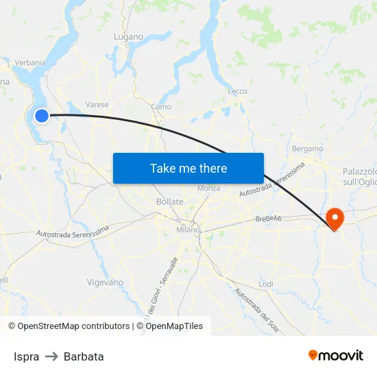 Ispra to Barbata map