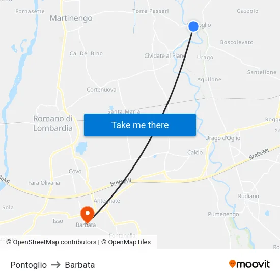Pontoglio to Barbata map