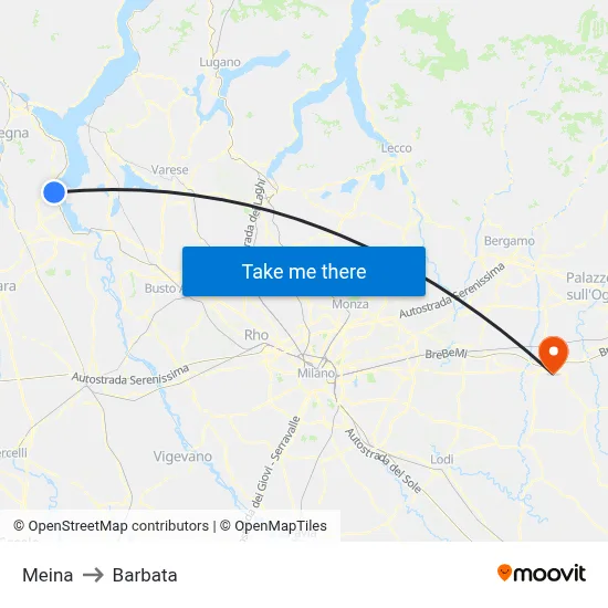 Meina to Barbata map