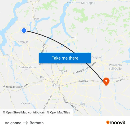 Valganna to Barbata map