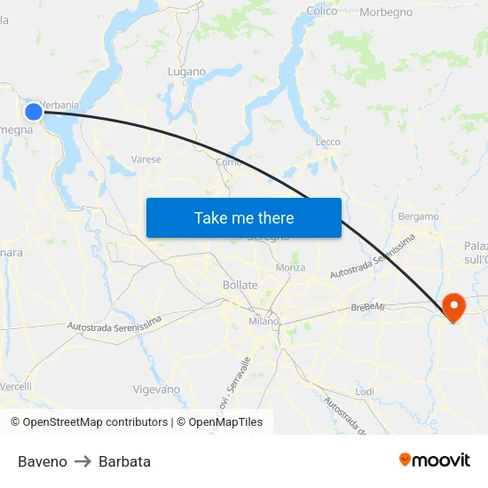 Baveno to Barbata map