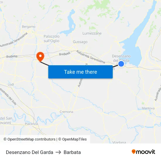 Desenzano del Garda to Barbata map