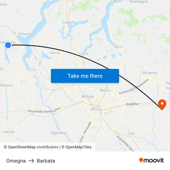 Omegna to Barbata map