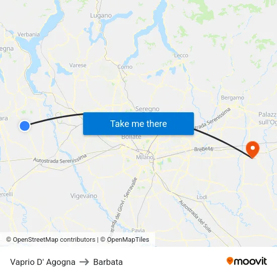 Vaprio D' Agogna to Barbata map