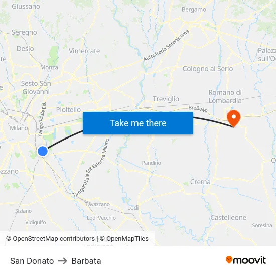 San Donato to Barbata map