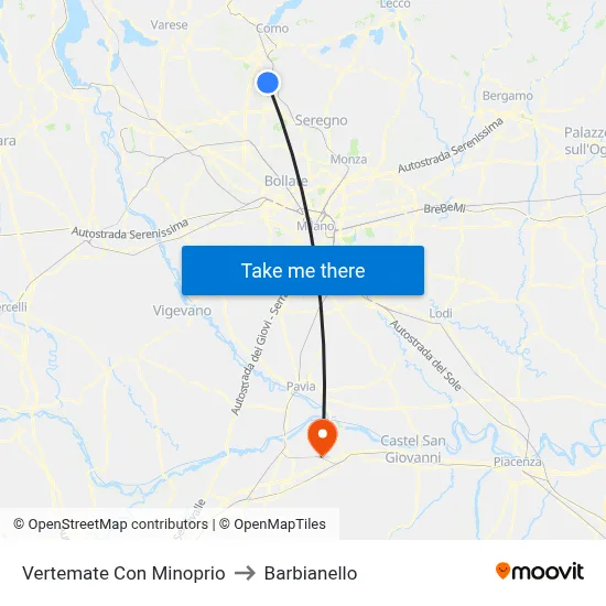 Vertemate Con Minoprio to Barbianello map