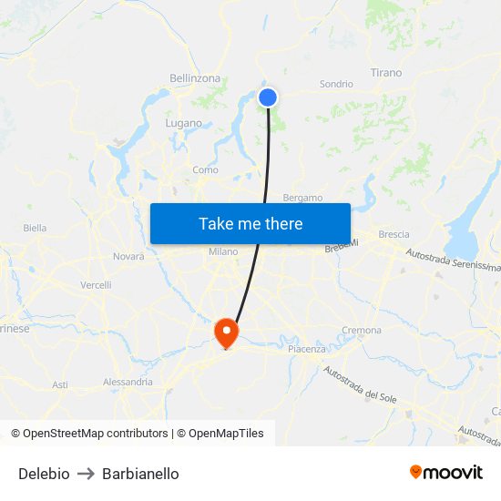 Delebio to Barbianello map