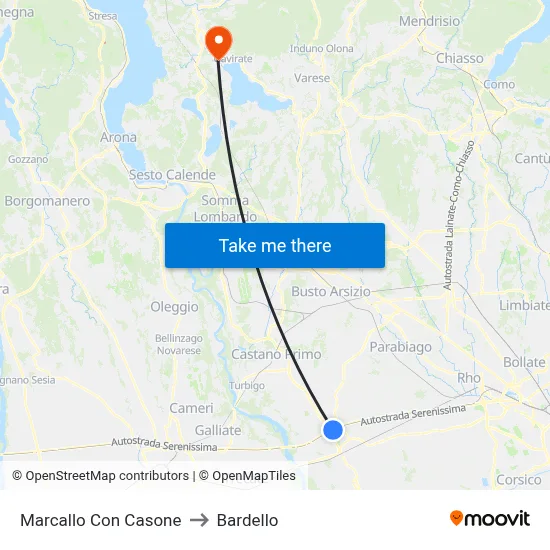 Marcallo con Casone to Bardello map