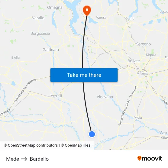 Mede to Bardello map